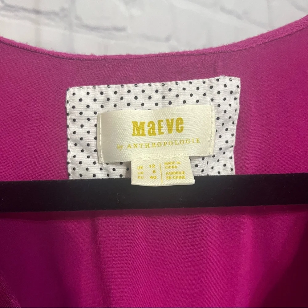 Maeve Anthropologie Breanna Wrap Silhouette Midi Dress Pink Size 8 Barbie - Picture 11 of 13
